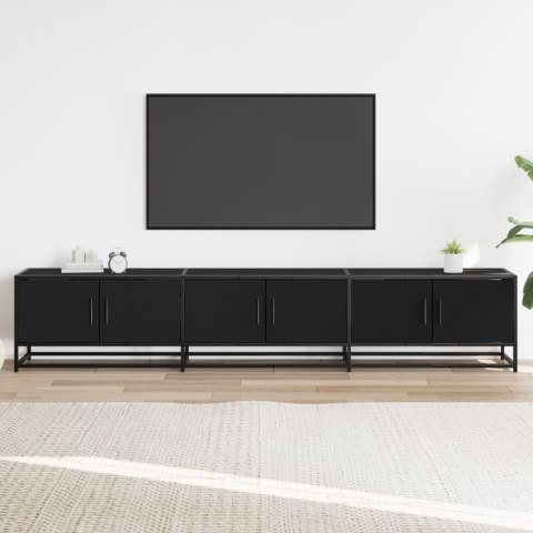  Szafka pod TV, czarna, 210x35x41 cm, materiał drewnopochodny