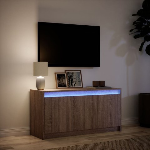  Szafka pod TV z LED, brązowy dąb, 100x34x50 cm