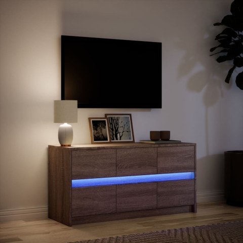  Szafka pod TV z LED, brązowy dąb, 100x34x50 cm