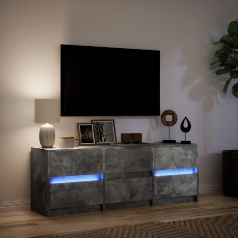  Szafka pod TV z LED, szarość betonu, 140x34x50 cm