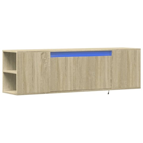  Ścienna szafka TV z LED, dąb sonoma, 135x31x39,5 cm