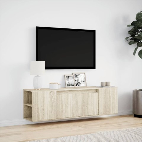  Ścienna szafka TV z LED, dąb sonoma, 135x31x39,5 cm