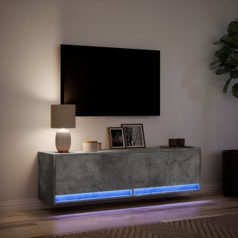  Ścienna szafka TV z LED, szarość betonu, 140x31x38 cm