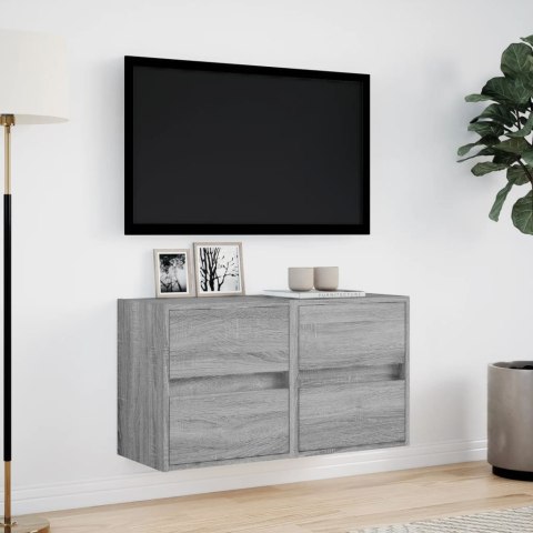  Ścienne szafki TV z LED, 2 szt., szary dąb sonoma, 41x31x45 cm