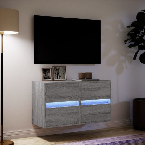  Ścienne szafki TV z LED, 2 szt., szary dąb sonoma, 41x31x45 cm