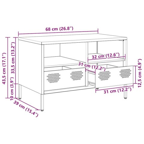  Szafka RTV, musztardowa, 68x39x43,5 cm, stal walcowana na zimno