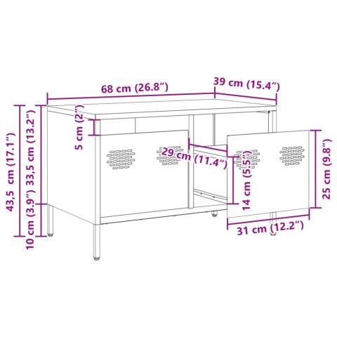  Szafka RTV, oliwkowa, 68x39x43,5 cm, stal walcowana na zimno