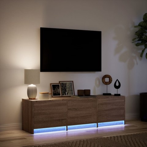  Szafka TV z LED, brązowy dąb, 140x34x40 cm