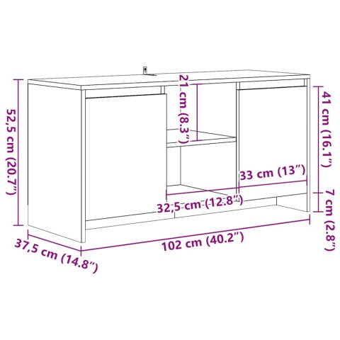  Szafka pod TV, stare drewno, 102x37,5x52,5 cm