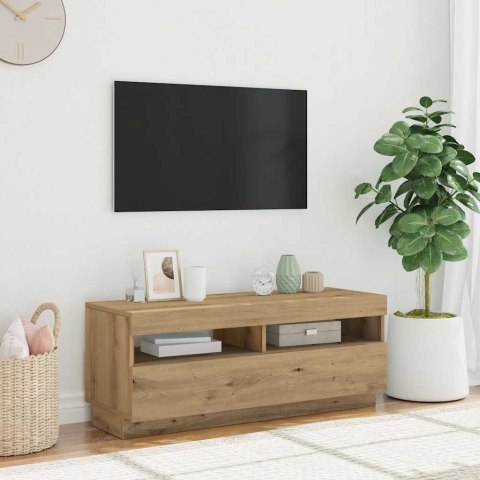  Szafka pod TV z oświetleniem LED, dąb artisan, 100x35x40 cm