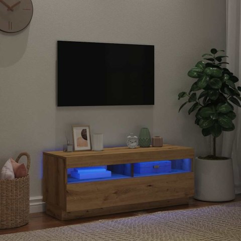  Szafka pod TV z oświetleniem LED, dąb artisan, 100x35x40 cm