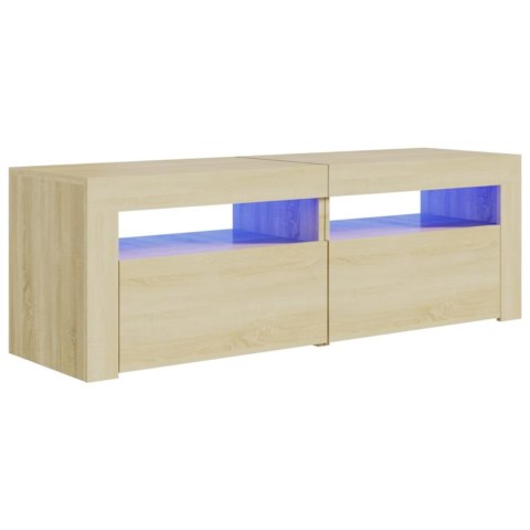  Szafka pod TV z oświetleniem LED, dąb sonoma, 120x35x40 cm