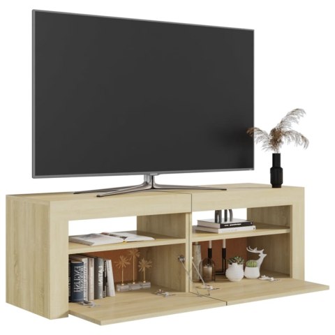  Szafka pod TV z oświetleniem LED, dąb sonoma, 120x35x40 cm