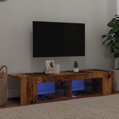  Szafka pod TV z oświetleniem LED, stare drewno, 135x39x30 cm