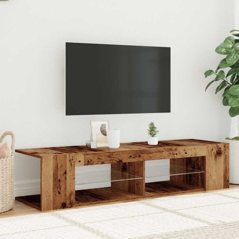  Szafka pod TV z oświetleniem LED, stare drewno, 135x39x30 cm