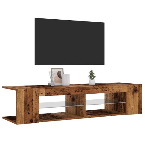  Szafka pod TV z oświetleniem LED, stare drewno, 135x39x30 cm