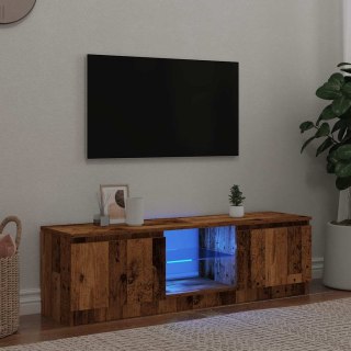  Szafka pod TV z oświetleniem LED, stare drewno, 140x40x35,5 cm