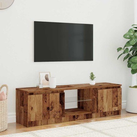  Szafka pod TV z oświetleniem LED, stare drewno, 140x40x35,5 cm