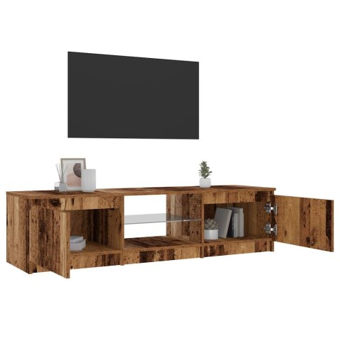  Szafka pod TV z oświetleniem LED, stare drewno, 140x40x35,5 cm