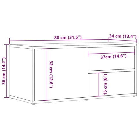  Szafka TV, stare drewno, 80x34x35,5 cm, materiał drewnopochodny