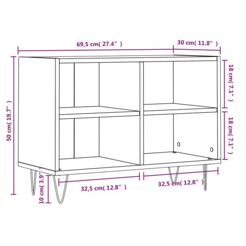  Szafka pod TV, czarna, 69,5x30x50 cm, materiał drewnopochodny