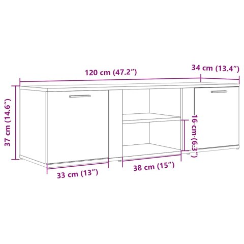  Szafka pod TV, dąb artisan, 120x34x37 cm