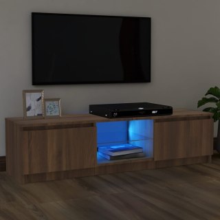  Szafka pod TV z LED, brązowy dąb, 120x30x35,5 cm