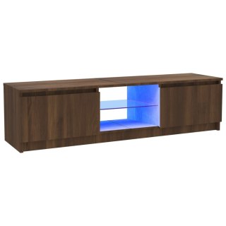  Szafka pod TV z LED, brązowy dąb, 120x30x35,5 cm