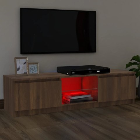  Szafka pod TV z LED, brązowy dąb, 120x30x35,5 cm