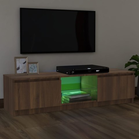  Szafka pod TV z LED, brązowy dąb, 120x30x35,5 cm