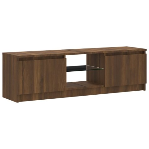  Szafka pod TV z LED, brązowy dąb, 120x30x35,5 cm