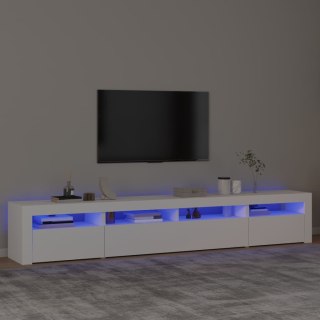  Szafka pod TV z oświetleniem LED, biała, 240x35x40 cm