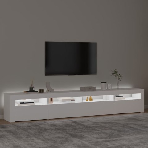  Szafka pod TV z oświetleniem LED, biała, 240x35x40 cm