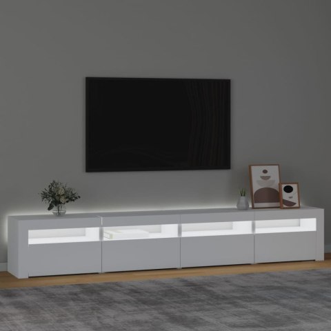  Szafka pod TV z oświetleniem LED, biała, 240x35x40 cm