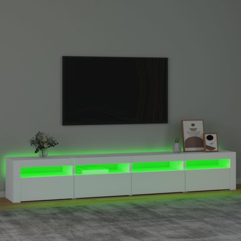  Szafka pod TV z oświetleniem LED, biała, 240x35x40 cm