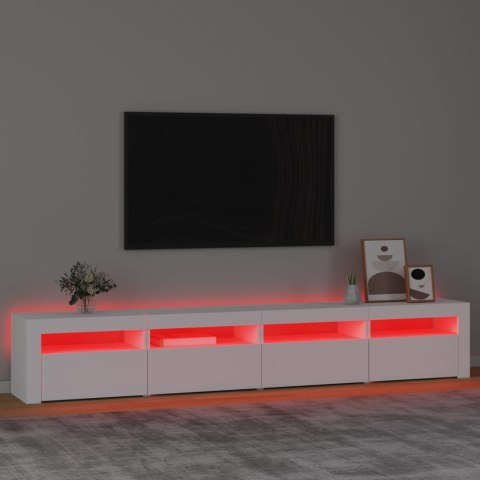  Szafka pod TV z oświetleniem LED, biała, 240x35x40 cm