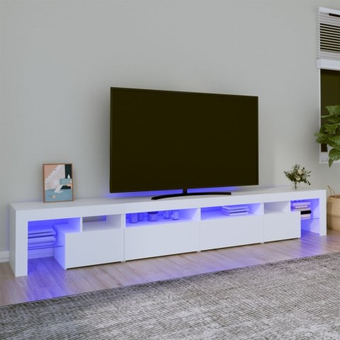  Szafka pod TV z oświetleniem LED, biała, 260x36,5x40 cm