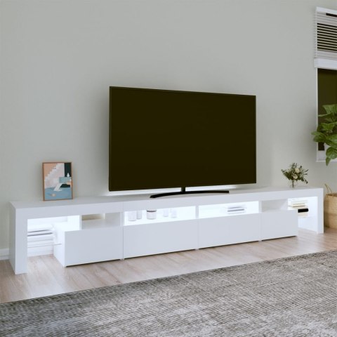  Szafka pod TV z oświetleniem LED, biała, 260x36,5x40 cm