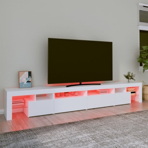  Szafka pod TV z oświetleniem LED, biała, 260x36,5x40 cm