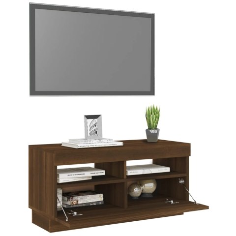  Szafka pod TV z oświetleniem LED, brązowy dąb, 80x35x40 cm