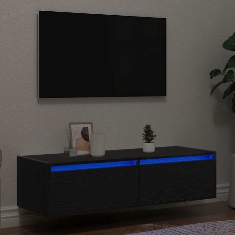  Szafka pod TV z oświetleniem LED, czarna, 100x35,5x25 cm