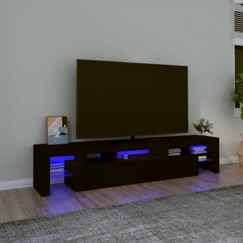  Szafka pod TV z oświetleniem LED, czarna 200x36,5x40 cm