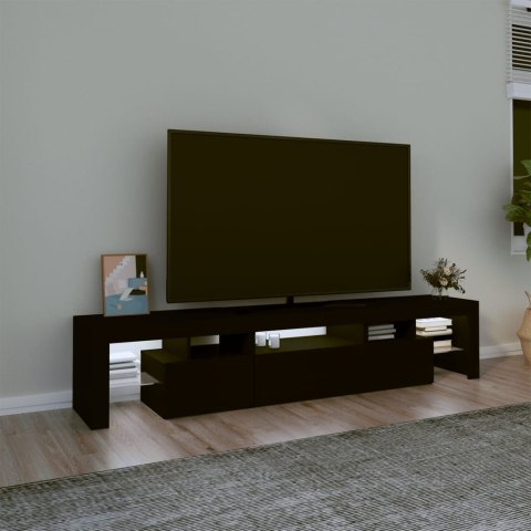  Szafka pod TV z oświetleniem LED, czarna 200x36,5x40 cm