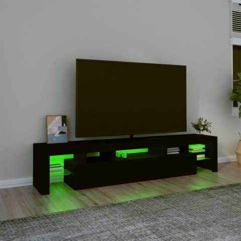  Szafka pod TV z oświetleniem LED, czarna 200x36,5x40 cm