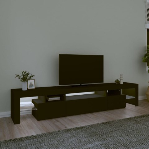  Szafka pod TV z oświetleniem LED, czarna, 215x36,5x40 cm