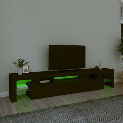  Szafka pod TV z oświetleniem LED, czarna, 215x36,5x40 cm