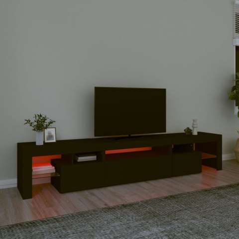  Szafka pod TV z oświetleniem LED, czarna, 215x36,5x40 cm