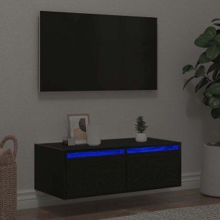  Szafka pod TV z oświetleniem LED, czarna, 75x35,5x25 cm