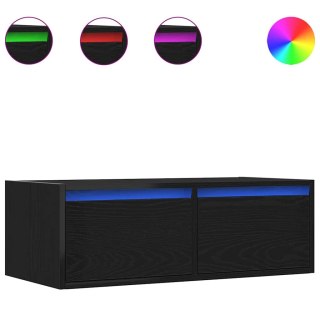  Szafka pod TV z oświetleniem LED, czarna, 75x35,5x25 cm