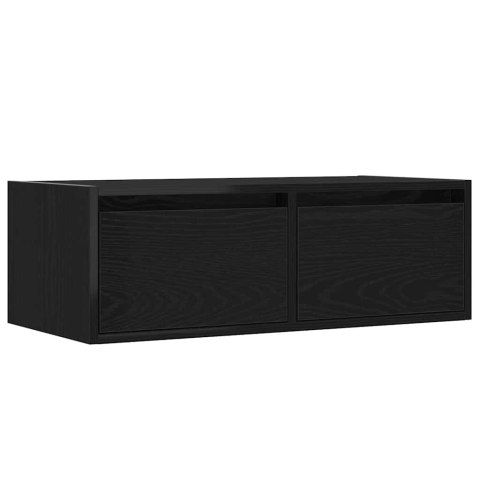  Szafka pod TV z oświetleniem LED, czarna, 75x35,5x25 cm